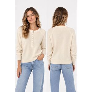 NAADAM Cashmere Quarter Button Sweater Ivory Large